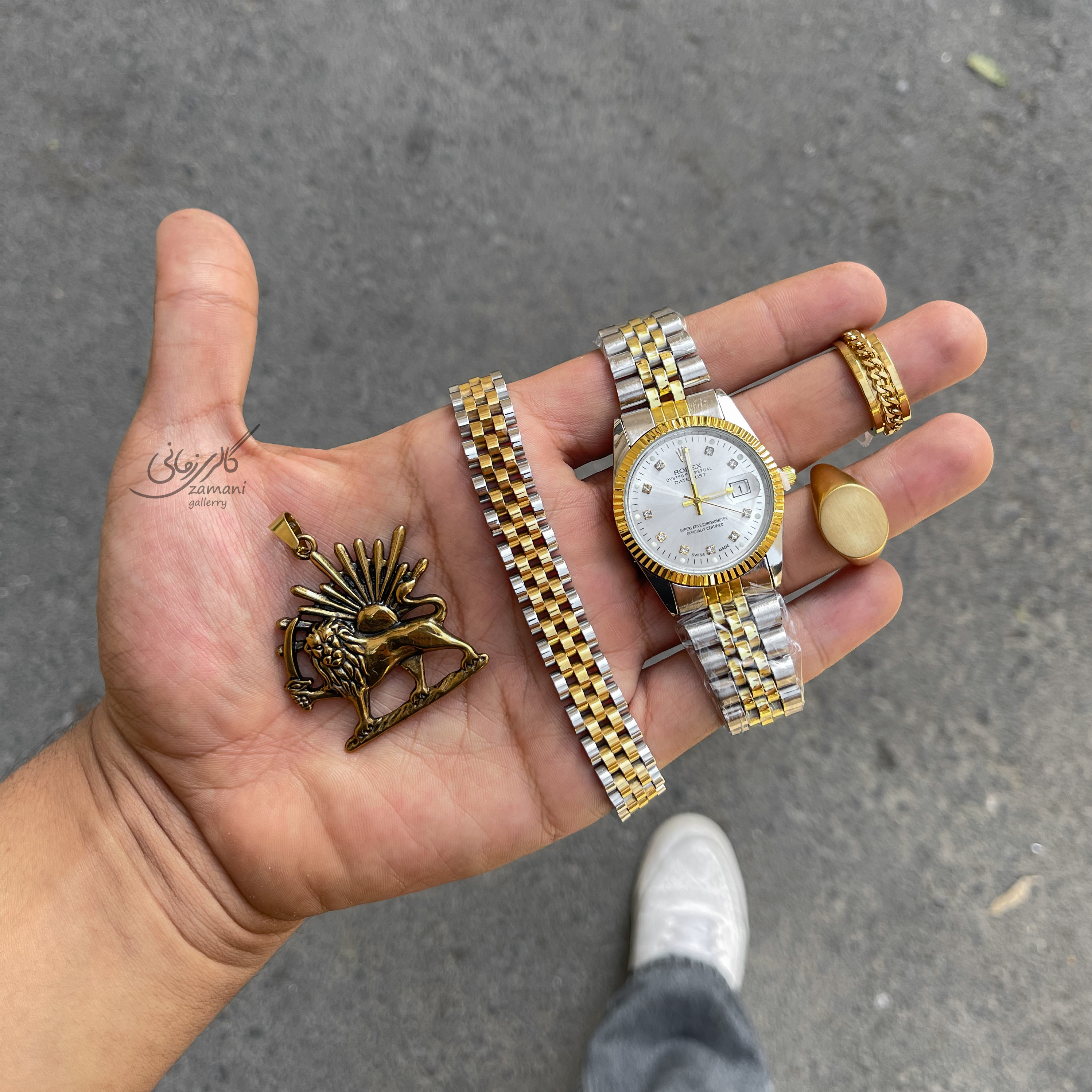 ست اکسسوری طلایی مردونه کد 120