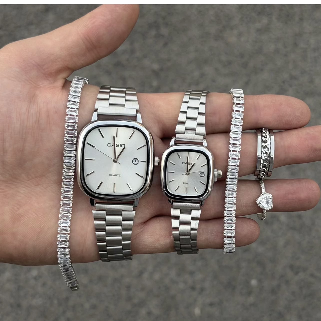 ست اکسسوری کاپلی نقره ای کد ۹۹۰